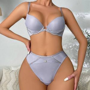 Conjunto de Lencería Sexy de Encaje de Alta Calidad para Mujer Joven, Sujetador con Push-Up de Lujo y Braguita - Product Image 4