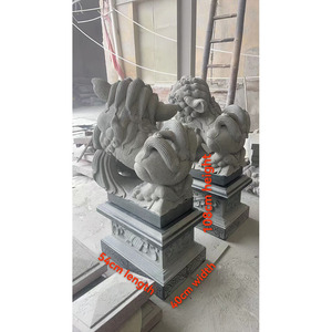 Venta al por mayor de alta calidad de piedra de granito natural tallada escultura grande grandes estatuas de León chino 108 cm León chino dinero León - Product Image 1