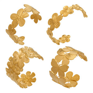 Luxury 316L Stainless Steel 14k 18k Gold Plated Fashion <b>Bracelets</b> & Bangles Flower Butterfly Fashion <b>Cuff</b> <b>Bracelets</b> for Women - Product Image 4