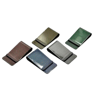 Wholesale Red/Gold/Blue/Green/<b>Silver</b> Colorful Carbon Fiber Open Water Resistant Unisex <b>Money</b> <b>Clip</b> Made of and Titanium - Product Image 1