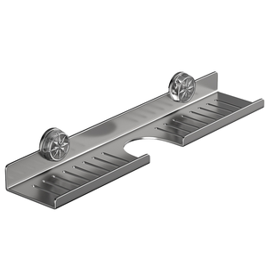 Étagère de douche murale moderne en acier argenté, support de rangement pour shampoing de salle de bain pour appartements en coin - Product Image 1