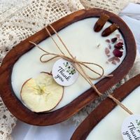 Bol en bois populaire transfrontalier avec bougies parfumées aux fleurs