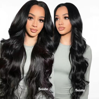 Perruques 100% Cheveux Humains, Dentelle HD Transparente 13*4, Ondulées Noires Naturelles, Cheveux Longs Bouclés, Styles Brésiliens et Vietnamiens, Perruque Sans Colle
