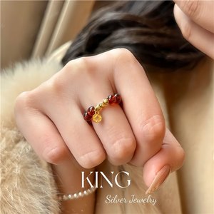 Bracelet en argent King Silver Jewelry avec perles de grenat rouge et perles d'eau douce en argent sterling 925 plaqué or, pour femme, à porter au quotidien - Product Image 5