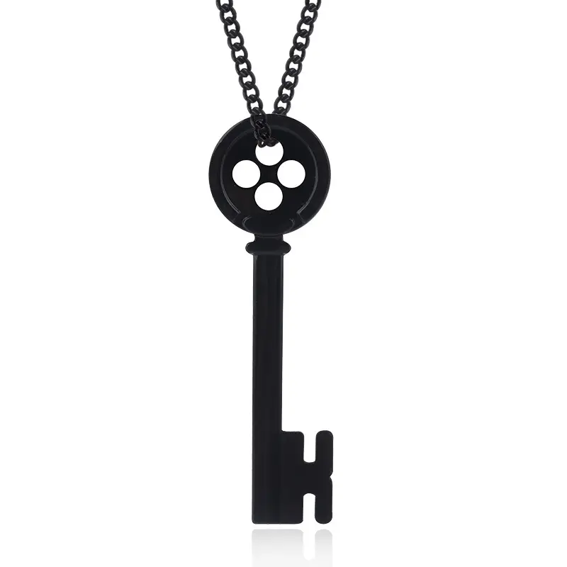 Thriller Fantasy Animation Film Ghost Mother Bold Statement collana Fashion Coraline Black Key collana pendente da uomo