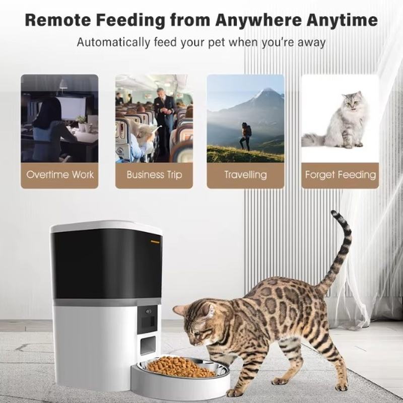 Hopper Machine Valves Automatic App Timed Pet Feeder Dual Power Anti Jam Push Bucket Sealed ...