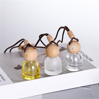 Diffuseur de parfum pour voiture en verre transparent de 10 ml avec bouchon en bois, ornement désodorisant suspendu, décoration parfumée