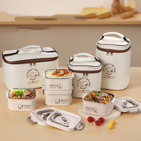 Ensemble de boîtes à lunch Snoopys en acier inoxydable 316L, boîte bento étanche avec sac isotherme, récipient alimentaire compatible micro-ondes pour le bureau