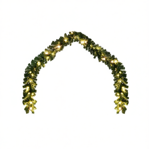 Guirlande de Noël avec lumières LED, 65,6 pouces, décoration intérieure, style traditionnel, à fixer sur la porte, écologique, cônes de pin, polyester - Product Image 1