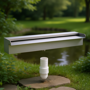 Déversoir en cascade en acier inoxydable de 17,7 pouces avec connecteur de tuyau pour fontaine de jardin, utilisation extérieure - Product Image 2