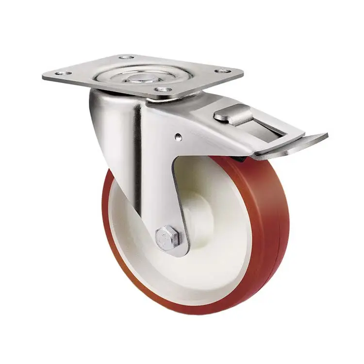 europäische industrielle Schwerlast-Platten-Rollen rot PU-Rollenscheiben 100 mm 125 mm 160 mm 200 mm Polyurethan-Rollen
