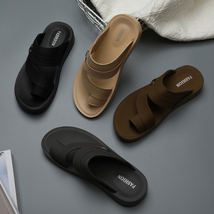 Ciabatte in pelle Sole da uomo con impugnatura comoda personalizzata pantofole in pelle sintetica - Product Image 3