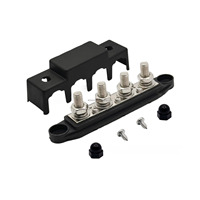 Barre omnibus de connexion de courant M8 M10, bloc de distribution d'alimentation à 4 goujons, borniers de type vis rouge et noir pour applications automobiles et marines