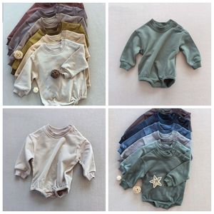 Mono de color sólido Ins primavera Otoño, ropa, traje de gateo para niños y niñas, mono de bebé - Product Image 4