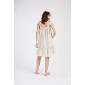 Women's <b>Linen</b> Strapless Lace-Up Ruffled <b>Tunic</b> Knit <b>Tops</b> - Product Image 2