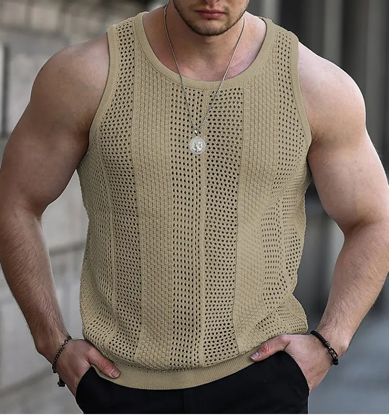Mens mùa hè Tank Top Rỗng ra không tay áo sơ mi nam mùa hè quần áo mỏng phù hợp với phòng tập thể dục quần áo Workout rắn vest Tops