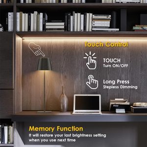 โคมไฟตั้งโต๊ะแบบชาร์จไฟได้ สไตล์นอร์ดิกสมัยใหม่ ควบคุมด้วยระบบสัมผัส LED เหมาะสำหรับร้านอาหาร ขายส่ง โคมไฟตั้งโต๊ะไร้สายสำหรับโรงแรม โคมไฟตั้งโต๊ะไร้สาย - Product Image 3