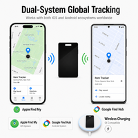 Traceur de taille carte de crédit étanche IP68, double système de localisation, compatible Find My, avec recharge sans fil, pour portefeuille et passeport