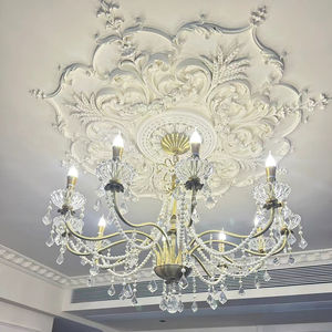 Fábrica por encargo francés Retro Floral Palace Interior PU Panel de techo azulejos medallón para lámpara de techo de luz - Product Image 4