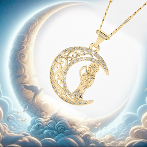 Nuevo Diseño, Collar con Colgante de Luna Chapado en Oro de 14k con Circones, Amuleto Religioso de la Santa Muerte en Latón, Joyería Unisex para Regalo - Product Image 6