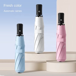 Paraguas de Mujer, Completamente Automático, Plegable en Tres Secciones, de Goma Negra y Nailon, para Sol y Lluvia, de Doble Uso, con Logotipo Personalizado, Diseñ<span class=keywords><strong>o</strong></span> Clásico, Regalos Empresariales - Product Image 1