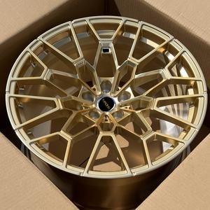 Ruota ad alta resistenza cerchio in lega a raggi incrociati raso nero congelato oro 19 20 pollici ruota forgiata 5X112 in magazzino per BMW M4 CSL - Product Image 2