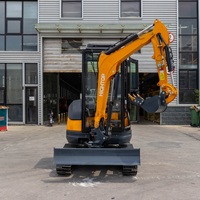 Mini-excavatrice compacte HT25 à bas prix, micro-pelle sur chenilles diesel avec cabine fermée