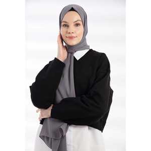 Chal de Crepé Color Antracita, Chifón Transpirable para Mujer, Bufanda Estilo Medio Oriente - Product Image 3