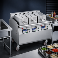 Gril à clapet à triple brûleur commercial Grille double face programmable Contrôle indépendant de la température pour la cuisson rapide