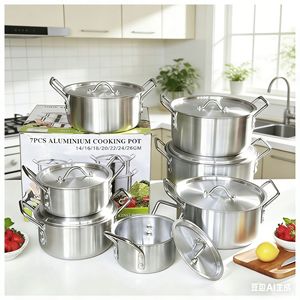 Ensemble de 10 pièces de batterie de cuisine antiadhésive en aluminium moulé sous pression, style classique pour <span class=keywords><strong>camping</strong></span>, avec marmite à soupe, vente en gros directe usine, prix très bas 2026 - Product Image 1