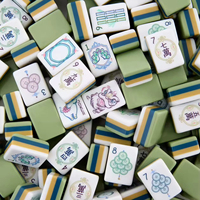 Set Mahjong Amerika 4-Lapis Berukir, Edisi Mint Marbled 160 Ubin Butik, Tema Ocean Breeze untuk Acara Sosial Elit