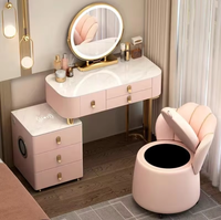 Table de Maquillage de Luxe pour Chambre à Coucher, Coiffeuse Nordique Noire en Bois Massif, Maison Intelligente Multifonctionnelle avec Audio Bluetooth et Lumière