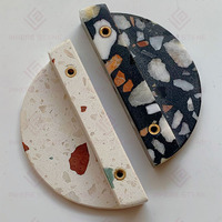 Boutons de porte en terrazzo demi-cercle décoratifs personnalisés uniques meubles de chambre à coucher boutons de tiroir d'armoires de cuisine
