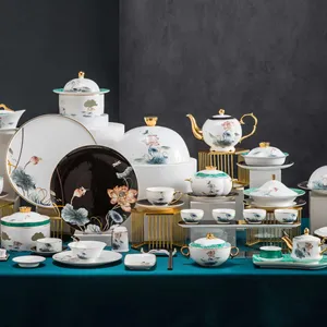 Лидер продаж, новый дизайн, роскошная Свадебная посуда, изысканные китайские обеденные наборы