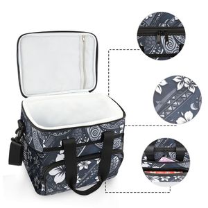 Sac à déjeuner en tissu Oxford à imprimé personnalisé Hibiscus Hawaïen avec logo, grande capacité, sac isotherme pour pique-nique - Product Image 3