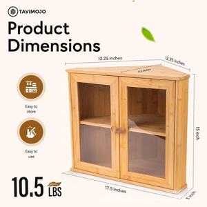 बड़ी क्षमता बांस के कोने ब्रेड बॉक्स रसोई के लिए लकड़ी की रोटी रोटी का भंडारण भोजन बॉक्स - Product Image 2