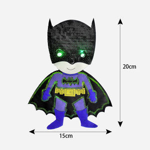 Parches de Bordado con Diseño de Rostro de Superhéroe, Impresión Digital, Parches de Lentejuelas para Niños con Iluminación LED para Ropa - Product Image 4