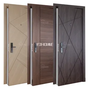 Guangdong yohome doors luxury design solid wood door modern walnut internal doors in UK
