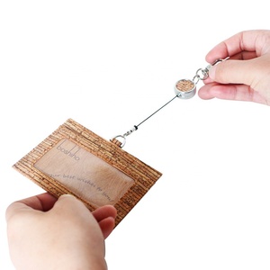 <b>ID</b> Badge <b>Holder</b> Lanyard Vegan Cork Leather <b>Id</b> Card Badge Friendly Cork Work Card <b>Holder</b> with Retractable Lanyard - Product Image 2