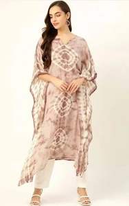 Robe Kaftan Longue Élégante Tie-Dye 100% Coton Respirant Quotidienne Coupe Évasée Style Western Grande Taille Tenue de Plage Prix de Gros - Product Image 4