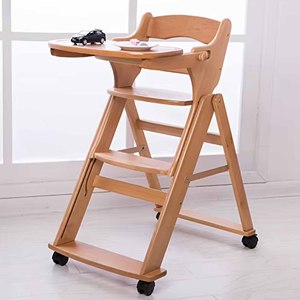 Chaise haute en bois pour bébé, chaise haute 3 en 1 pour bébé, chaise haute avec bac à nourriture pour la maison et les hôtels - Product Image 4