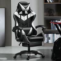Chaise de bureau gaming exécutive réglable en cuir avec cadre en acier inoxydable, dossier haut, massage, réglage en hauteur et pivotante