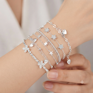 Bracelet en argent sterling 925 plaqué or, bracelet classique à maillons en forme de tulipe, prix de gros d'usine, livraison rapide - Product Image 1