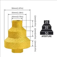 Forets multifonctionnels à trois étapes en diamant brasé Pagoda M10, tailles 20 mm, 35 mm, 50 mm pour chanfreinage et finition des bords