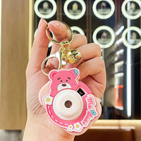Petit lapin Projection caméra brillant caoutchouc en alliage de Zinc porte-clés dessin animé créatif pendentif petit cadeau pour Couple sac