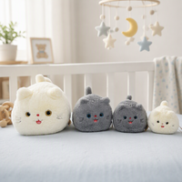 Peluche rectangulaire super douce blanche et grise en forme de chat avec fonction anti-stress, cadeau d'anniversaire