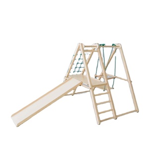 Grand ensemble de structure d'escalade intérieure souple pour enfants 19-24 mois, aire de jeux en bois avec toboggan, barres de singe, formes géométriques, unisexe 84x42x37.5CM - Product Image 3