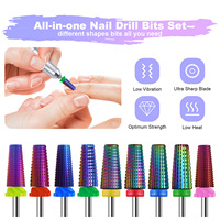 5 en 1 coloré Nail Art multi-fonctionnel en acier au tungstène foret à ongles peau morte et élimination des callosités dures tête de meulage des ongles