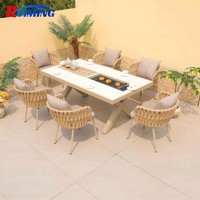 Table de pique-nique moderne pour jardin avec brasero et barbecues en aluminium, ensemble de grillades d'extérieur pour patio, vente chaude pour hôtels
