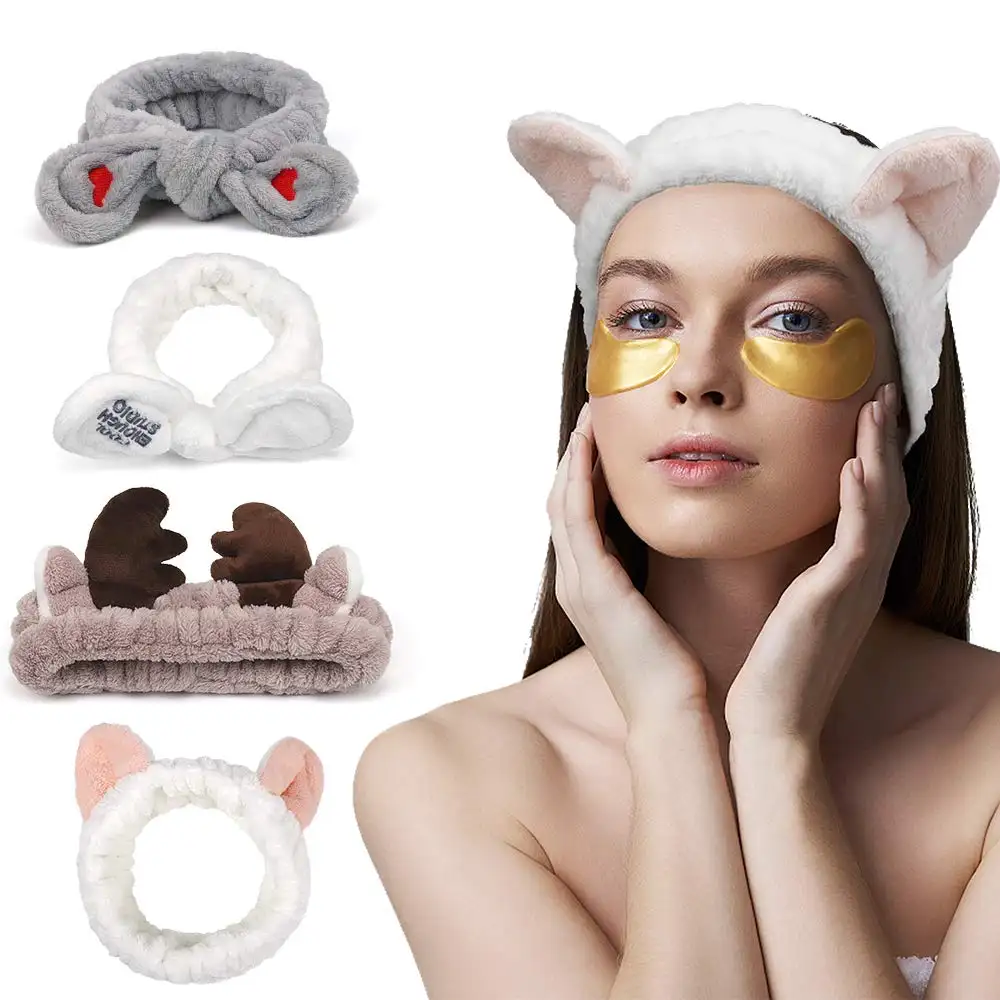 Diademas de moda para mujer Girls Wash Face Spa Makeup Lovely Rabbit Ear Wrap Hair Band Mujer Spa Headband